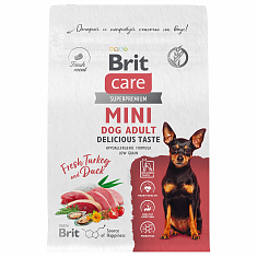 BRIT CARE Mini, Сухой корм с инд. и уткой для вз.соб.мин.п,"Adult.Delicious Taste",1.5кг