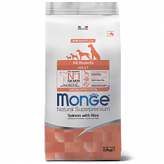 Monge Dog Monoprotein корм для собак (ЛОСОСЬ, РИС), 2,5 кг