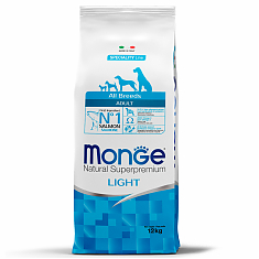 Monge Dog Light корм для собак (ЛОСОСЬ, РИС), 12 кг