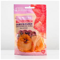 Лакомство ГАНТЕЛЬКИ мясо утки на коже для собак, 50 г. GQ TRUE LOVE.