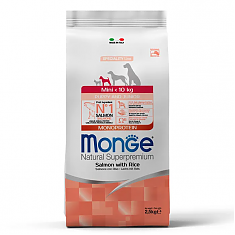 Monge Dog Monoprotein корм для щенков мелких пород (ЛОСОСЬ, РИС), 2,5 кг