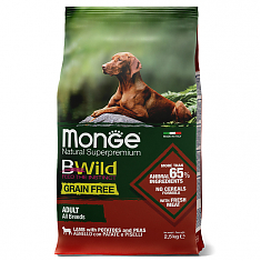 Monge Dog BWild LOW GRAIN корм для собак (ЯГНЕНОК, КАРТОФЕЛЬ, ГОРОХ), 2,5 кг