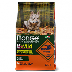 Monge Dog BWild LOW GRAIN корм для собак (УТКА, КАРТОФЕЛЬ), 2,5 кг