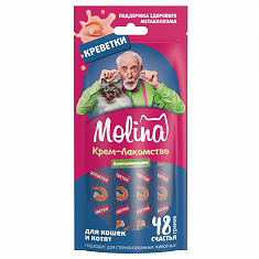 MOLINA, Функц. крем-лакомство с креветками д/взр.кош., Поддержка здорового метаболизма, 48г
