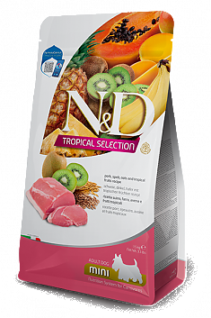 N&D TROPICAL SELECTION для взрослых собак мини пород (СВИНИНА, СПЕЛЬТА, ОВЕС, ФРУКТЫ), 1.5 кг