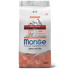Monge Dog Monoprotein корм для собак мелких пород (ЛОСОСЬ, РИС), 2,5 кг