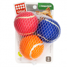 CATCH & FETCH Игрушка для собак Три мяча с пищалкой маленькие, 4,8см