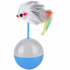 Игрушка неваляшка-шарик с мышкой для кошек (h=12 см, d=5,5 см), микс, NUNBELL