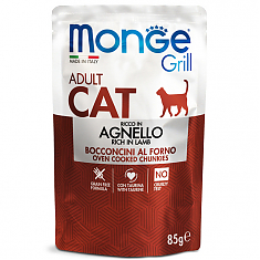 Monge Cat Grill Pouch пауч для взрослых кошек новозеландский ягненок, 85г