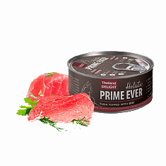 Prime Ever 6B Тунец с говядиной в желе влажный корм для кошек жестяная банка 0,08 кг