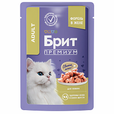 BRIT PREMIUM, Пауч для взрослых кошек, Форель в желе, 85г, 5050185