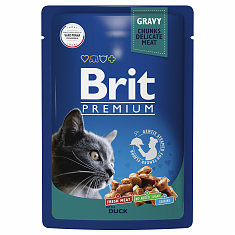BRIT PREMIUM, Пауч для взрослых кошек, Утка в соусе, 85г, 5048908