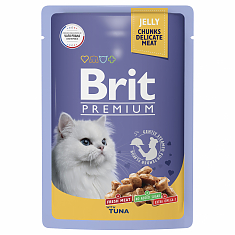 BRIT PREMIUM, Пауч для взрослых кошек, Тунец в желе, 85г, 5050154