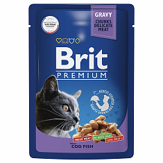 BRIT PREMIUM, Пауч для взрослых кошек, Треска в соусе, 85г, 5048847