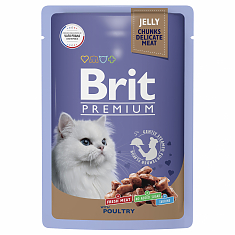 BRIT PREMIUM, Пауч для взрослых кошек, Ассорти из птицы в желе, 85г, 5050130