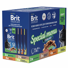 BRIT PREMIUM, Набор паучей для стерилизованных кошек, Особое меню в соусе, 14 шт х 85г, 5055043