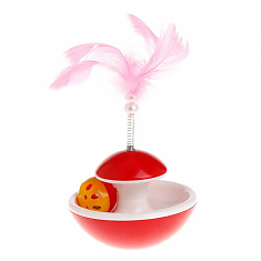Игрушка-неваляшка для кошек с шариком и пером (17 х 9,5 см), NUNBELL