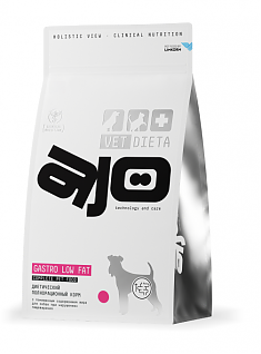 AJO Vet Dieta Gastro Low Fat Корм сухой для собак при нарушениях пищеварения 0,8 кг