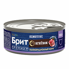 BRIT PREMIUM BY NATURE, Консервы с ягнёнком для кошек с чувствительным пищеварением, 100г, 5051298